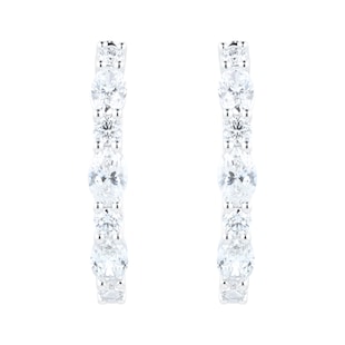 Goldsmiths 18ct White Gold 2.25ct Diamond Oval Hoop Earrings