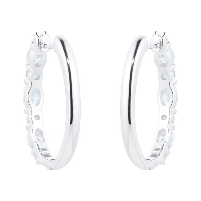 Goldsmiths 18ct White Gold 2.25ct Diamond Oval Hoop Earrings