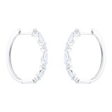 Goldsmiths 18ct White Gold 2.25ct Diamond Oval Hoop Earrings