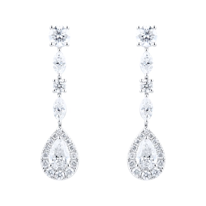 Goldsmiths 18ct White Gold 1.50cttw Pear Cut Diamond Drop Earrings