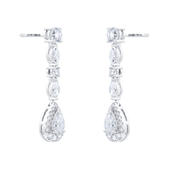 Goldsmiths 18ct White Gold 1.50cttw Pear Cut Diamond Drop Earrings