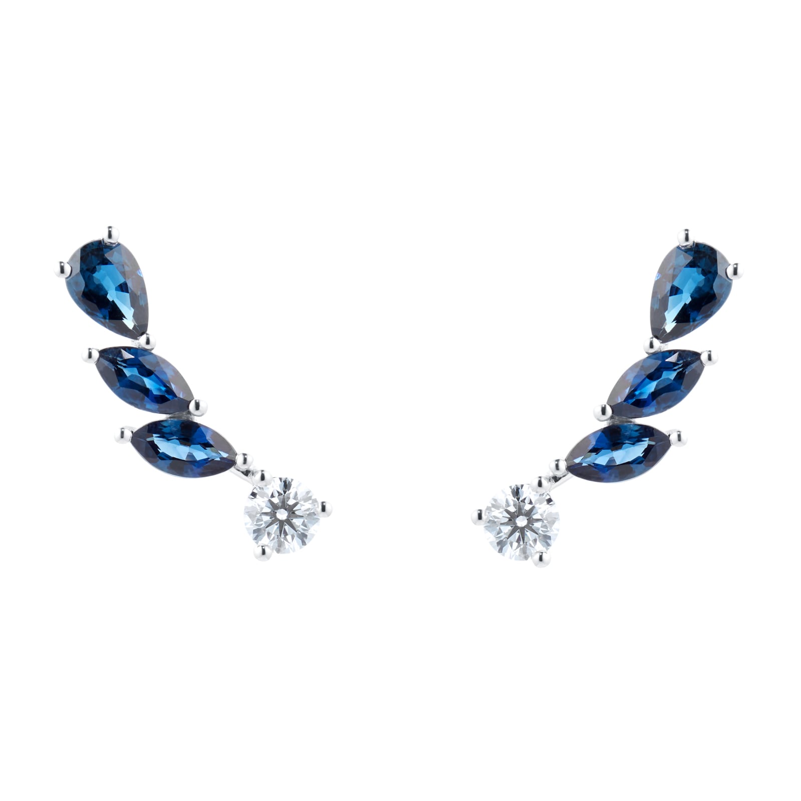 18ct White Gold 0.46cttw Diamond & Sapphire Earrings