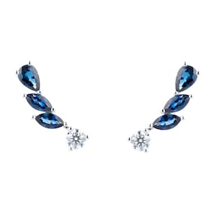 Goldsmiths 18ct White Gold 0.46cttw Diamond & Sapphire Earrings