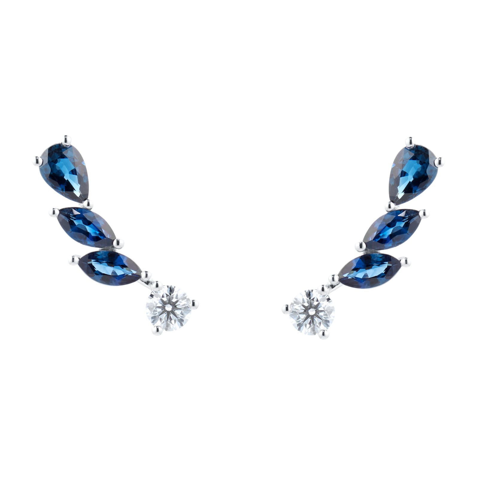 Goldsmiths 18ct White Gold 0.46cttw Diamond & Sapphire Earrings