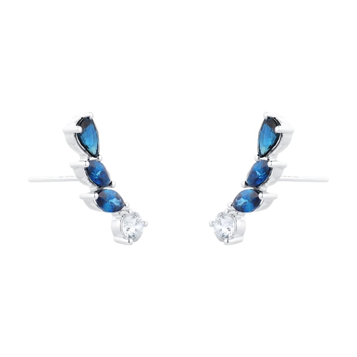 Goldsmiths 18ct White Gold 0.46cttw Diamond & Sapphire Earrings