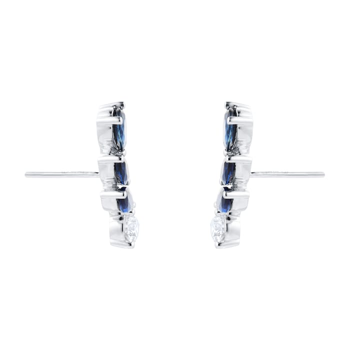 Goldsmiths 18ct White Gold 0.46cttw Diamond & Sapphire Earrings