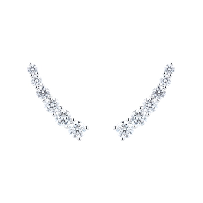 Goldsmiths 18ct White Gold 1.50cttw Diamond Curved Earrings