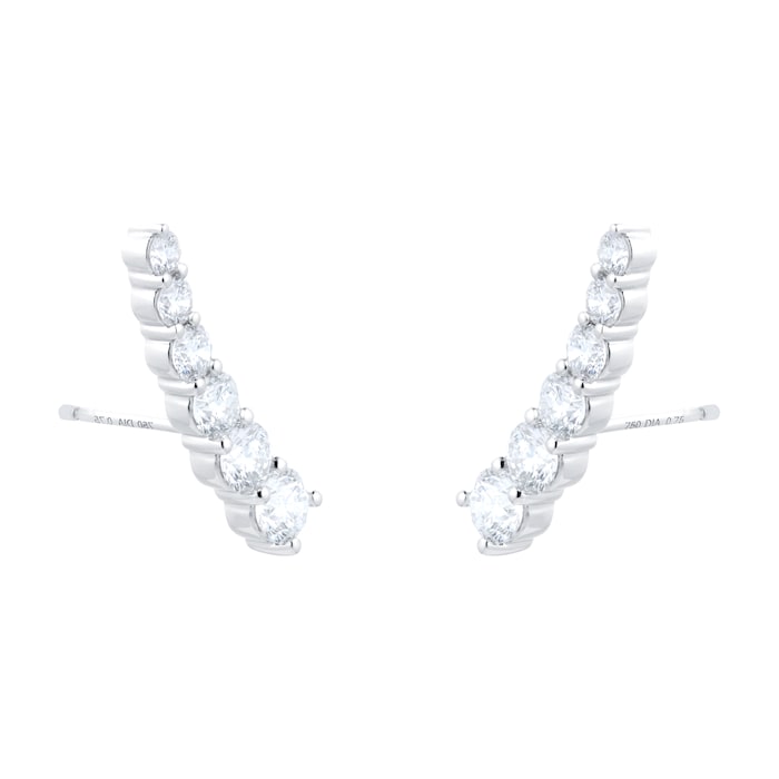 Goldsmiths 18ct White Gold 1.50cttw Diamond Curved Earrings