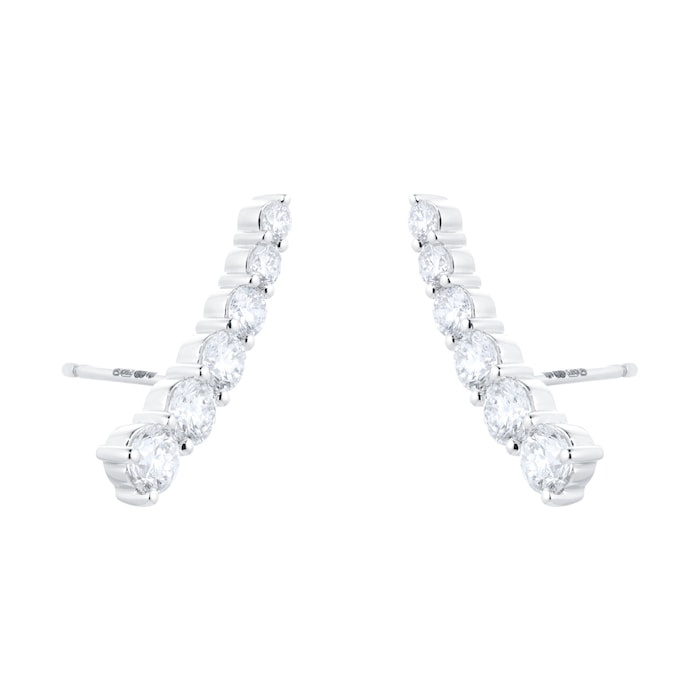 Goldsmiths 18ct White Gold 1.50cttw Diamond Curved Earrings