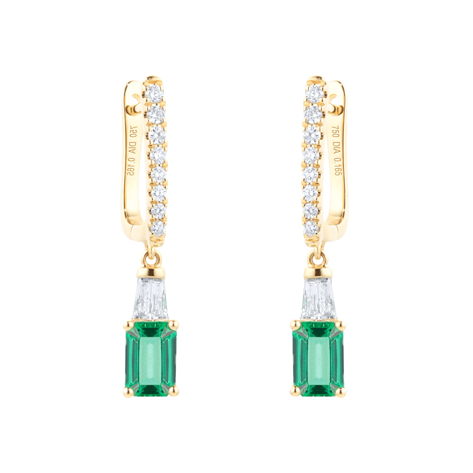 18ct Yellow Gold 0.33ct Diamond & Emerald Earrings