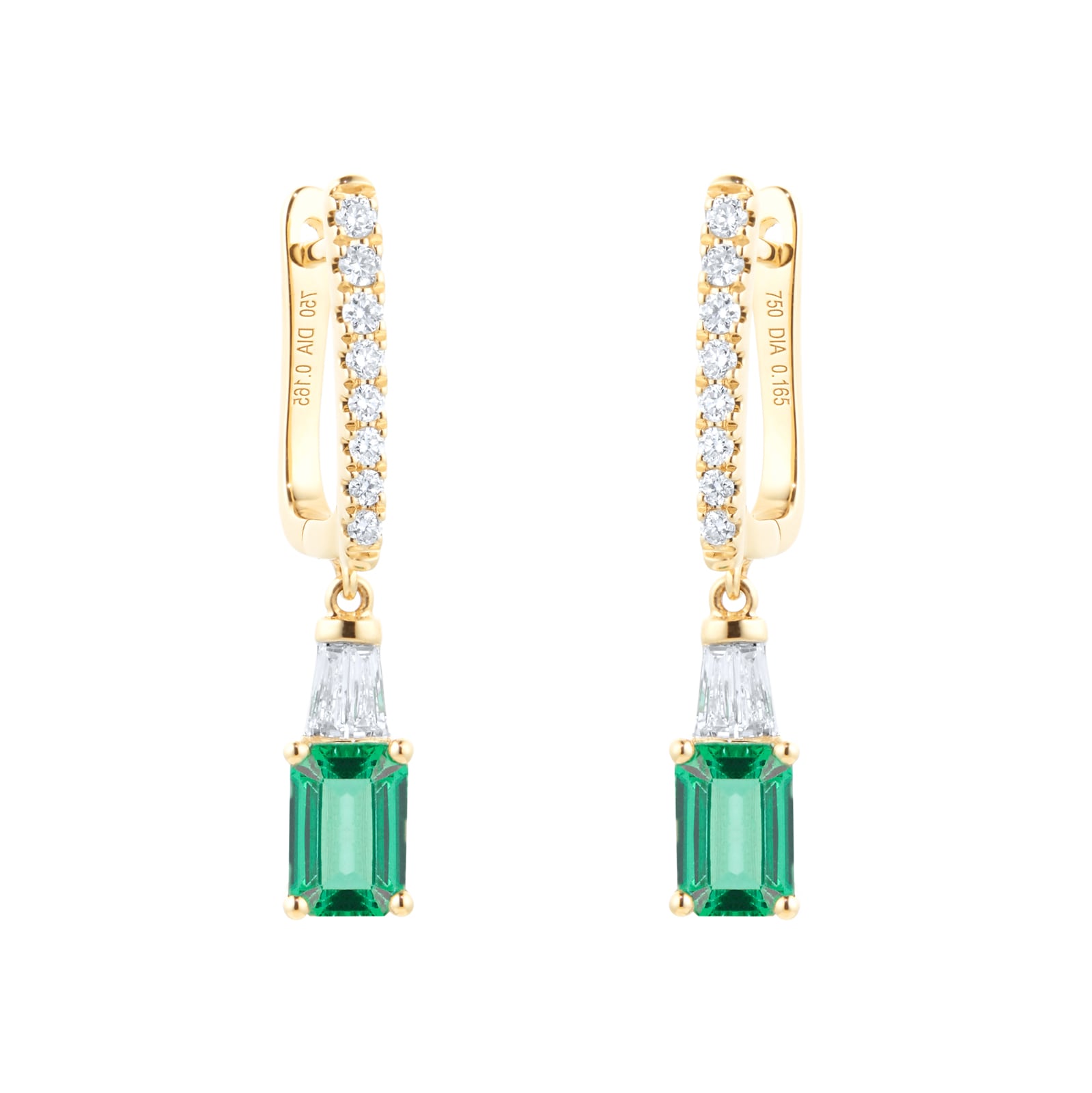 Goldsmiths 18ct Yellow Gold 0.33ct Diamond & Emerald Earrings