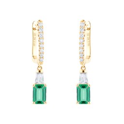12153362 - 18ct Yellow Gold 0.33ct Diamond & Emerald Earrings