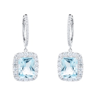 Goldsmiths 18ct White Gold 1.25cttw Diamond & Blue Topaz Earrings Goldsmiths 18ct White Gold 1.25cttw Diamond & Blue Topaz Earrings
