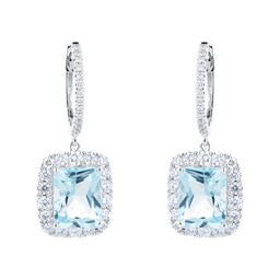 12153363 - 18ct White Gold 1.25cttw Diamond & Blue Topaz Earrings