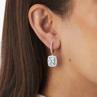 Goldsmiths 18ct White Gold 1.25cttw Diamond & Blue Topaz Earrings