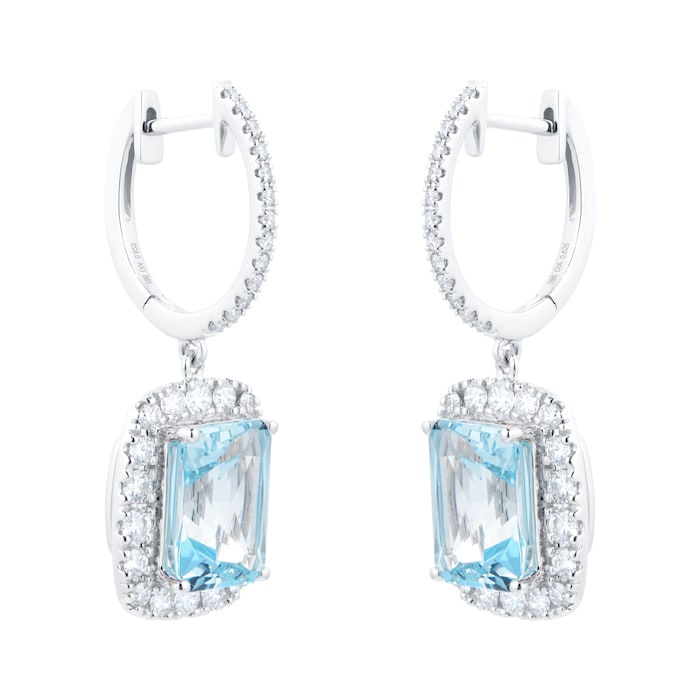 Goldsmiths 18ct White Gold 1.25cttw Diamond & Blue Topaz Earrings