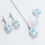 Goldsmiths 18ct White Gold 1.25cttw Diamond & Blue Topaz Earrings