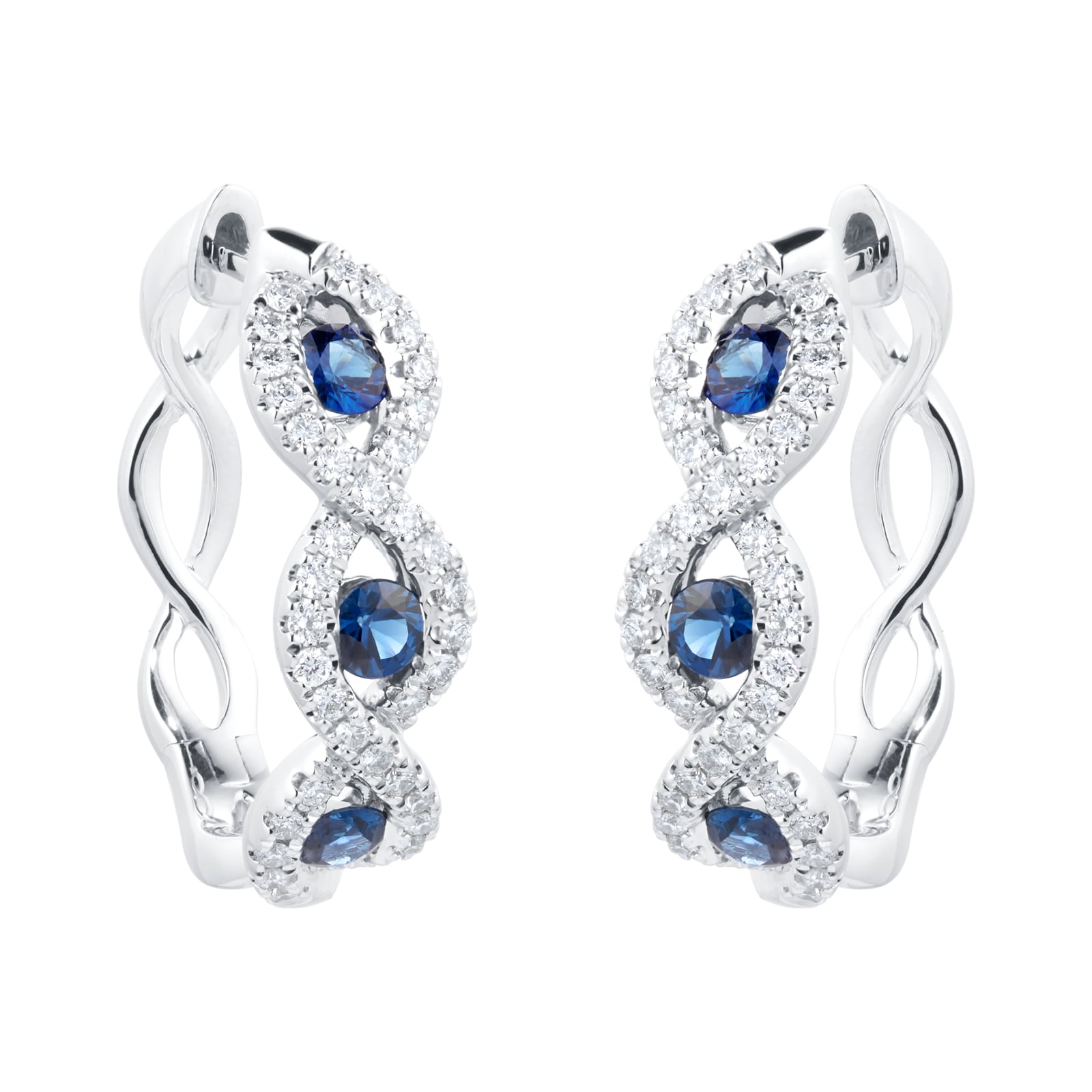 18ct White Gold 0.50cttw Diamond & Sapphire Earrings