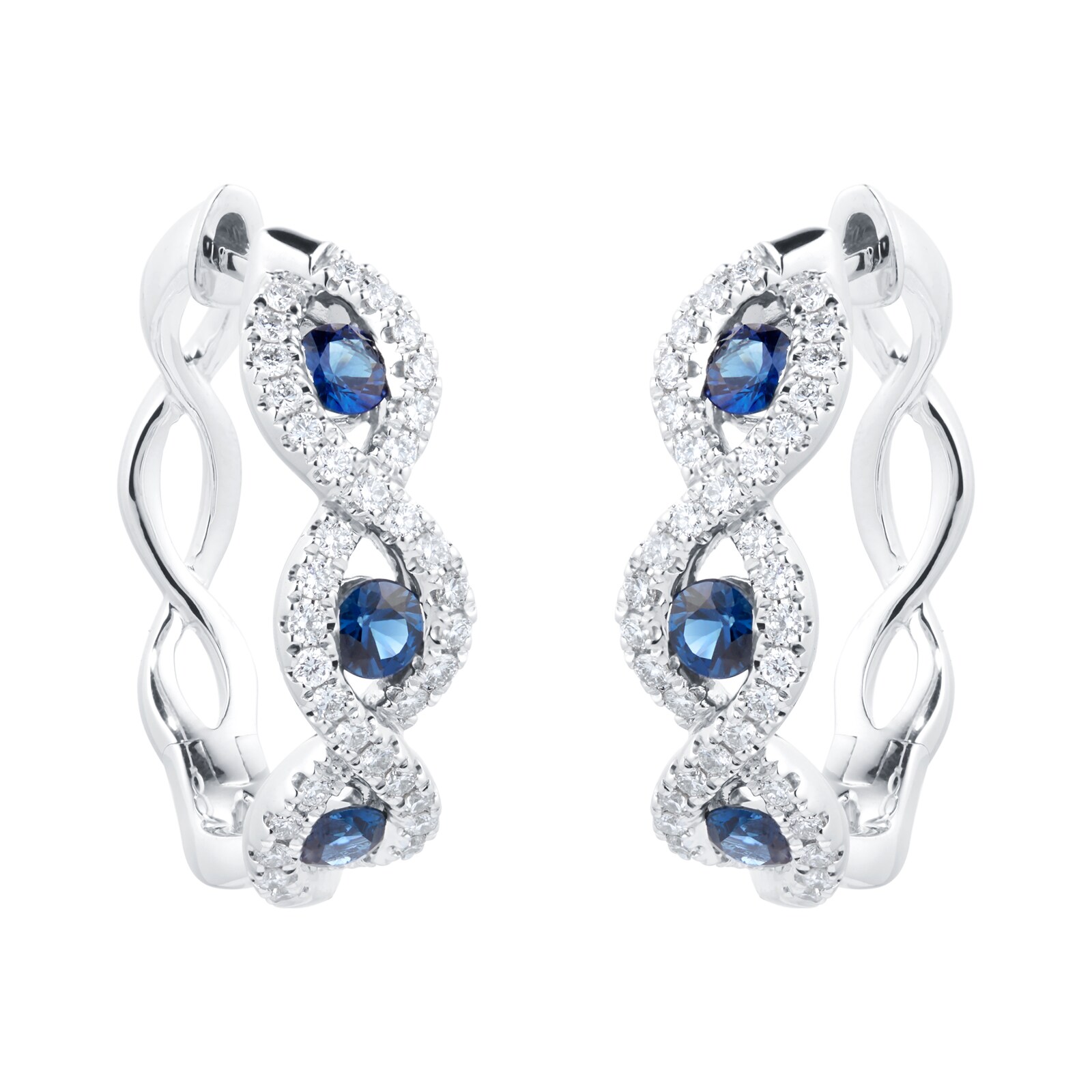 Goldsmiths 18ct White Gold 0.50cttw Diamond & Sapphire Earrings Goldsmiths 18ct White Gold 0.50cttw Diamond & Sapphire Earrings