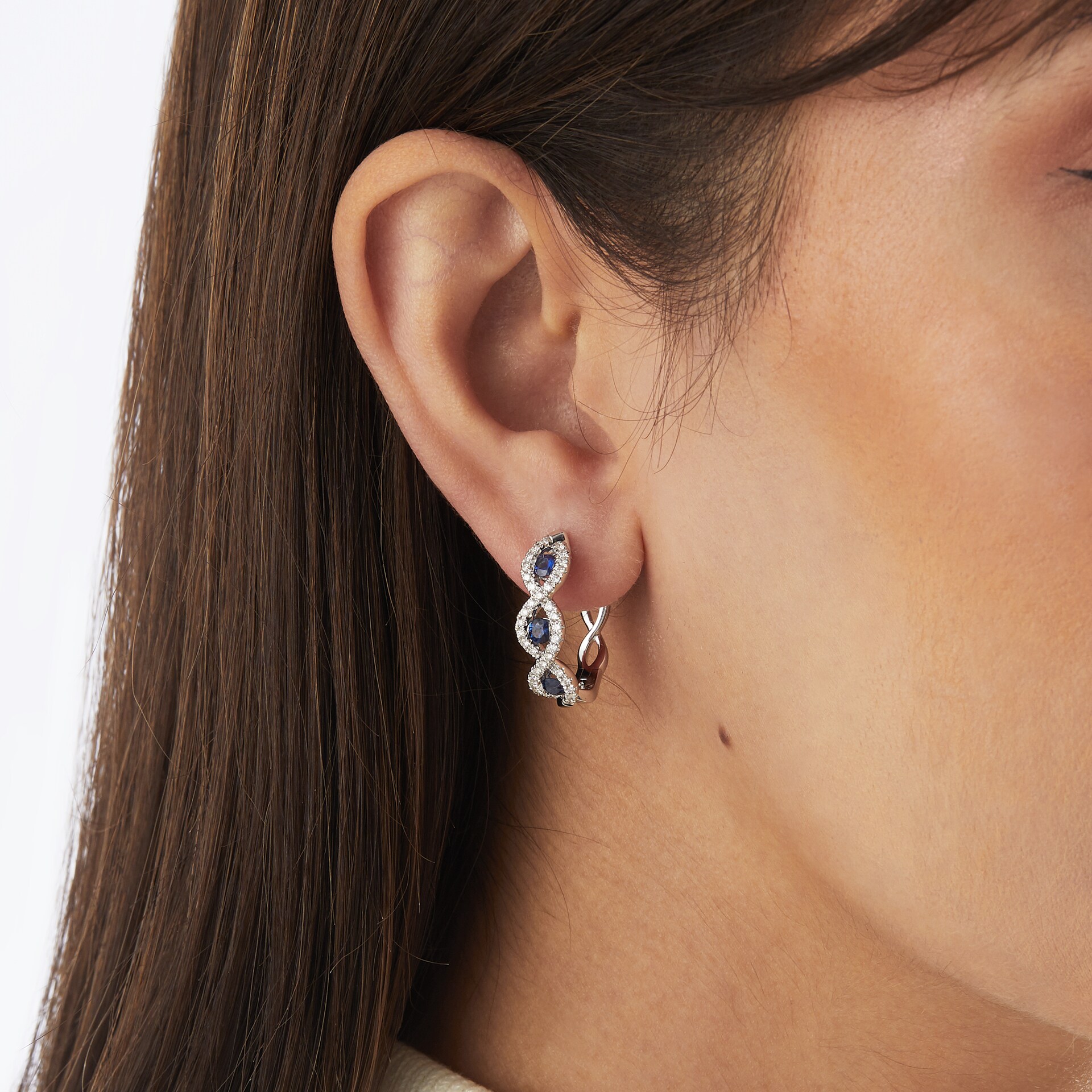 Goldsmiths 18ct White Gold 0.50cttw Diamond & Sapphire Earrings Goldsmiths 18ct White Gold 0.50cttw Diamond & Sapphire Earrings