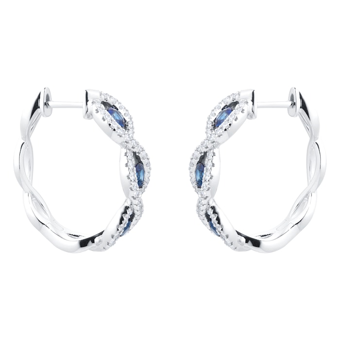Goldsmiths 18ct White Gold 0.50cttw Diamond & Sapphire Earrings