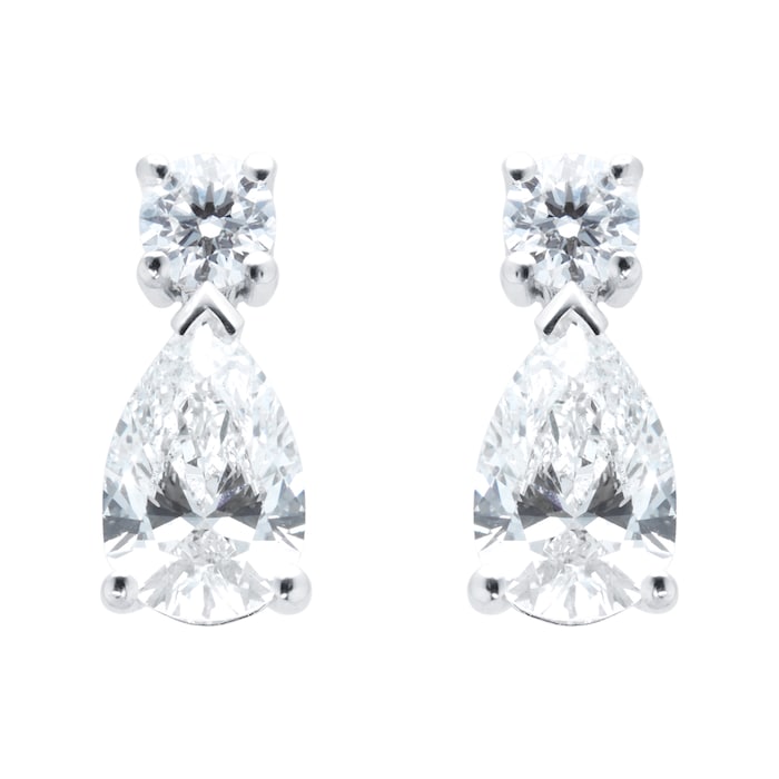 Goldsmiths Platinum 1.70cttw Diamond Pear Cut Diamond Earrings