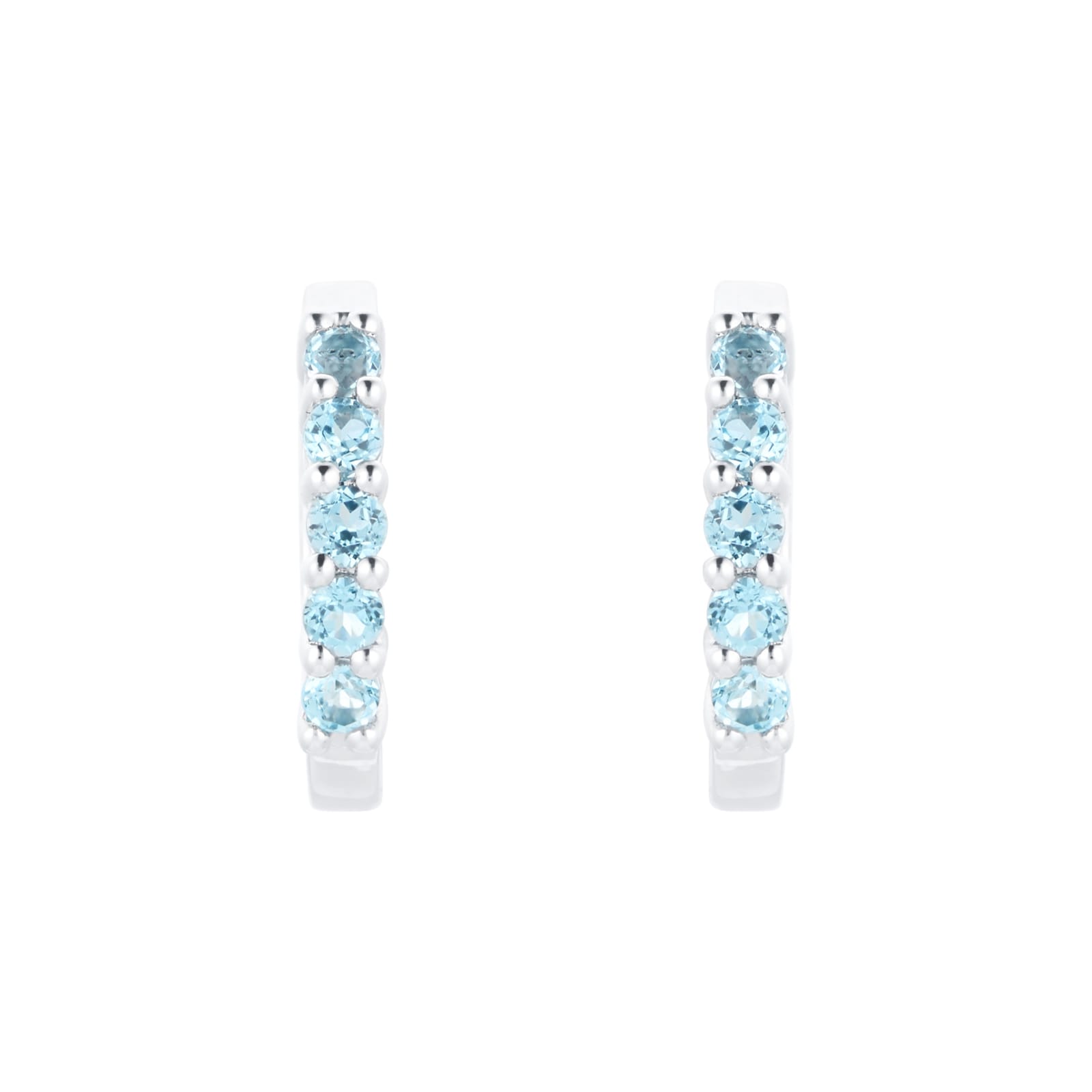 Goldsmiths 18ct White Gold Blue Topaz Hoop Earrings Goldsmiths 18ct White Gold Blue Topaz Hoop Earrings