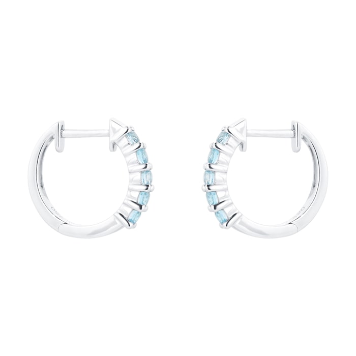 Goldsmiths 18ct White Gold Blue Topaz Hoop Earrings