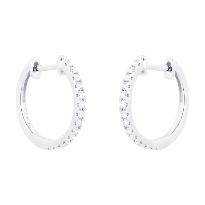 Goldsmiths 9ct White Gold 0.20ct Diamond Hoop Earrings