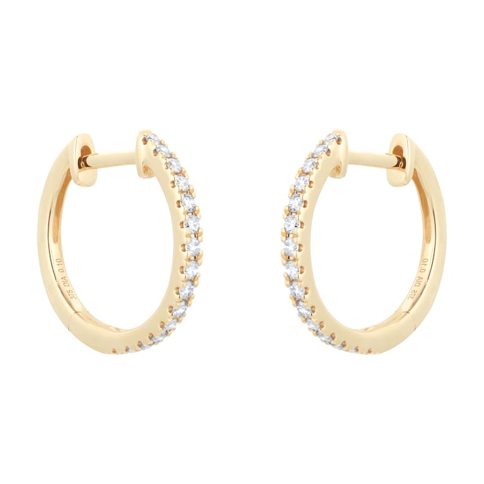 Goldsmiths 9ct Yellow Gold 0.20ct Diamond Hoop Earrings