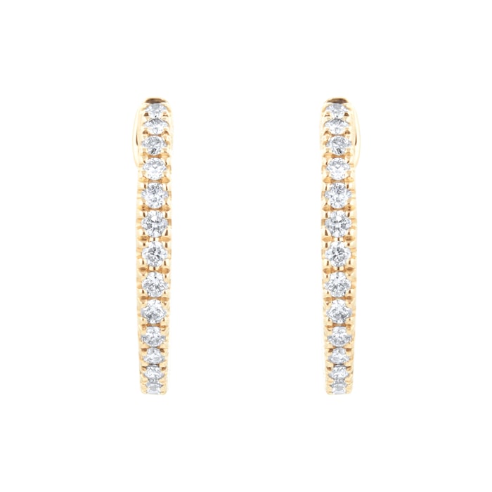 Goldsmiths 9ct Yellow Gold 0.20ct Diamond Hoop Earrings