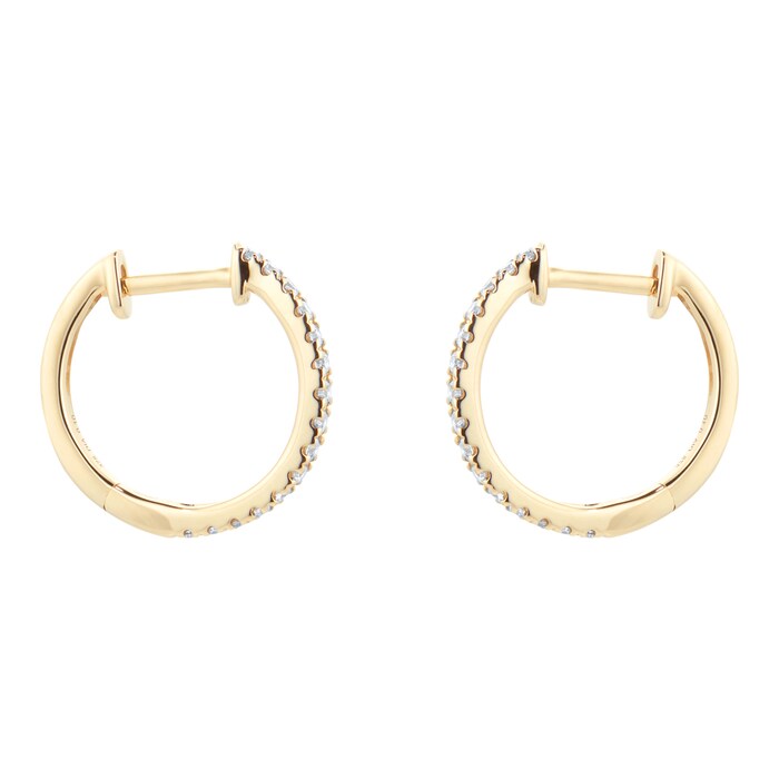 Goldsmiths 9ct Yellow Gold 0.20ct Diamond Hoop Earrings