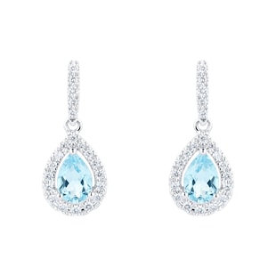 Best Luxury 
18ct White Gold 0.20ct Diamond 
Blue Topaz Halo Earrings