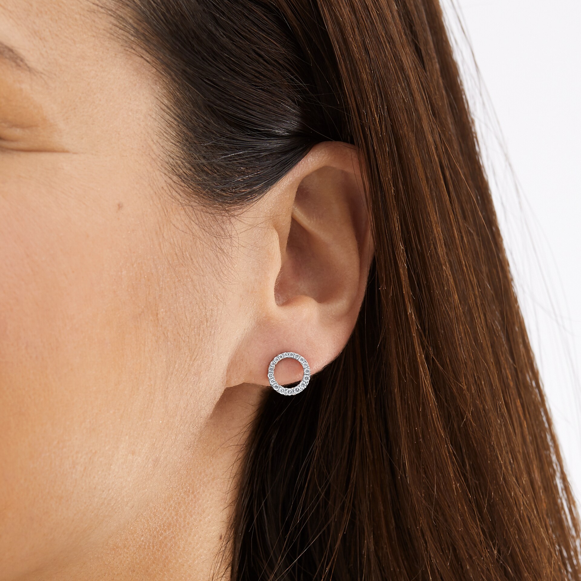 Goldsmiths 18ct White Gold 0.34ct Diamond Circle Stud Earrings Goldsmiths 18ct White Gold 0.34ct Diamond Circle Stud Earrings