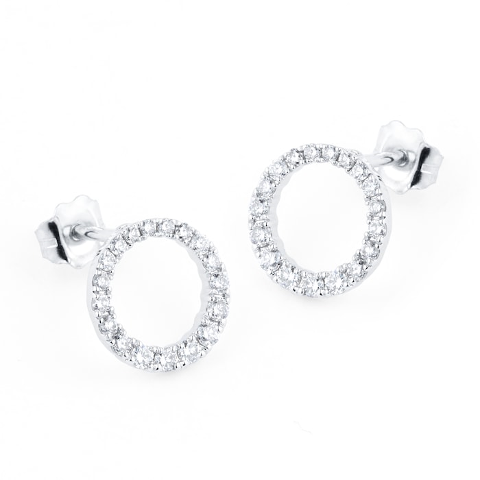 Goldsmiths 18ct White Gold 0.34ct Diamond Circle Stud Earrings