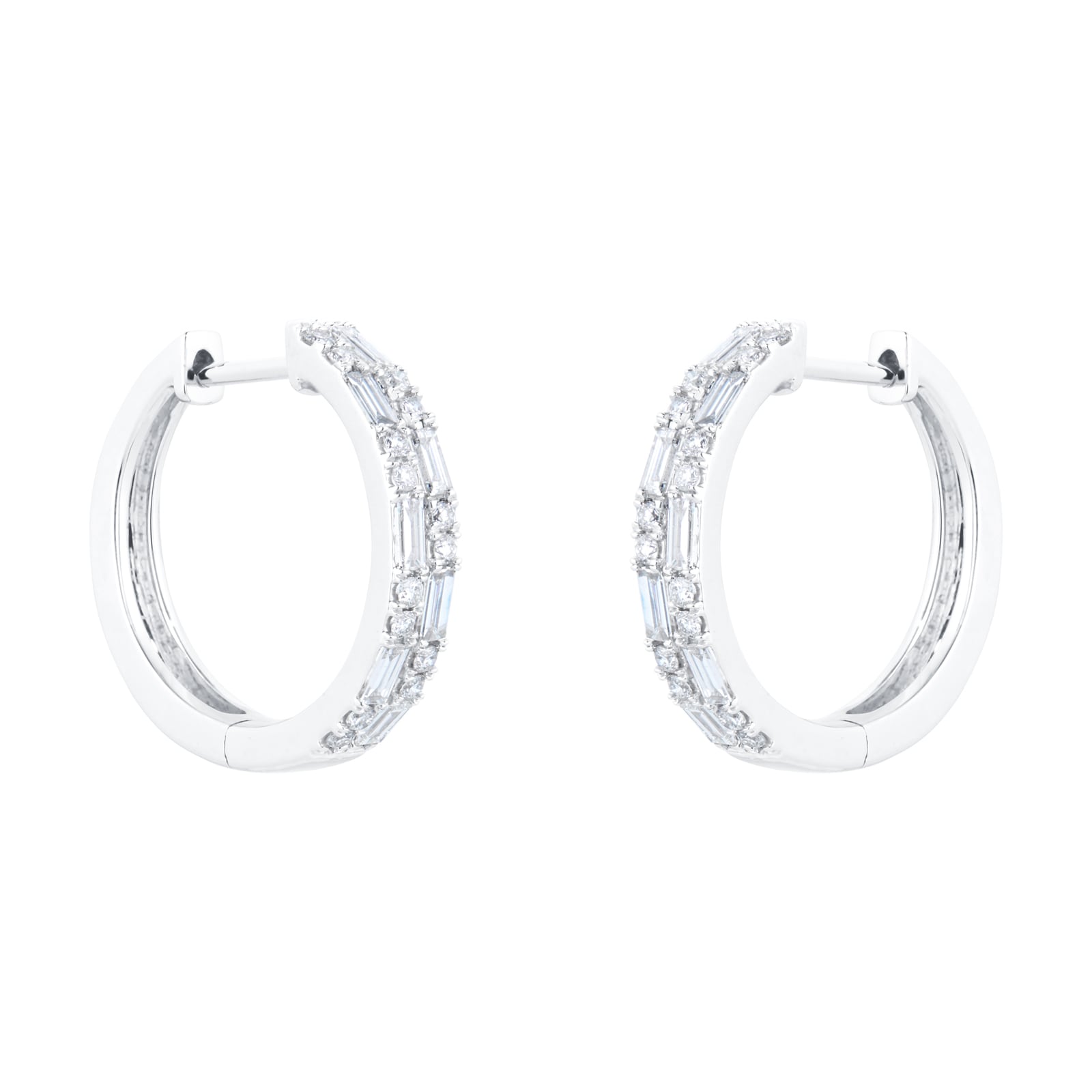 18ct White Gold 0.50ct Double Mix Cut Hoop Earrings