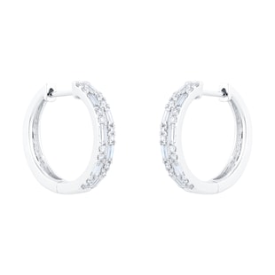 Best Luxury 
18ct White Gold 0.50ct Double Mix Cut Hoop Earrings