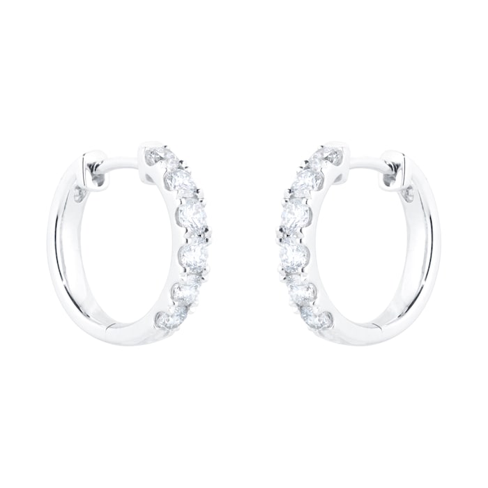 Goldsmiths 18ct White Gold 1.00ct Diamond Round Hoop Earrings
