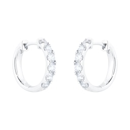 12153377 - 18ct White Gold 1.00ct Diamond Round Hoop Earrings