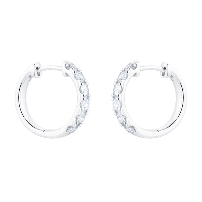 Goldsmiths 18ct White Gold 1.00ct Diamond Round Hoop Earrings