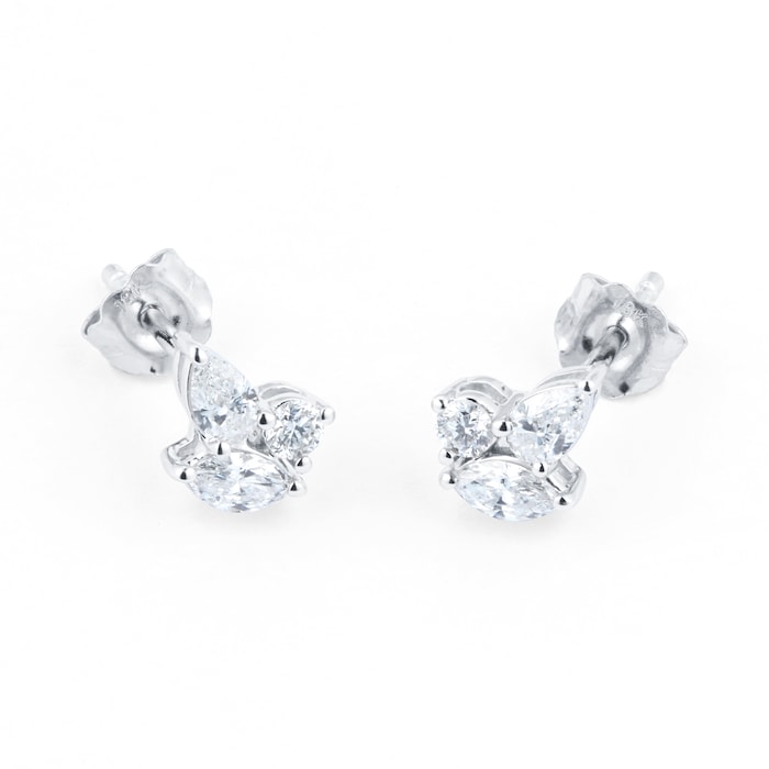 Goldsmiths 18ct White Gold 0.40ct Diamond Mixed Cut Stud Earrings