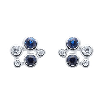 Gossamer 18ct White Gold Sapphire & Diamond Cluster Stud Earrings 