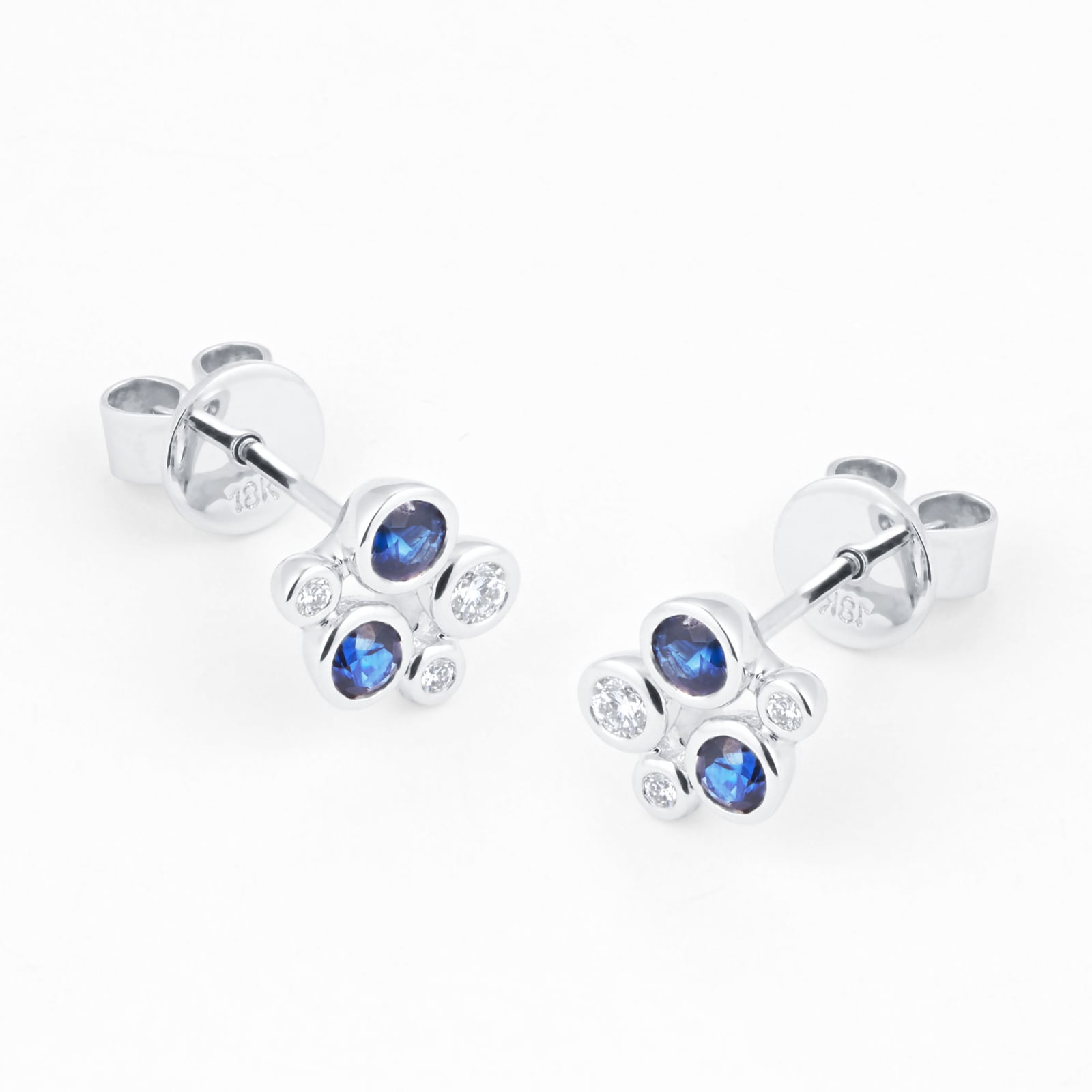 Mappin & Webb Gossamer 18ct White Gold Sapphire & Diamond Cluster Stud Earrings Mappin & Webb Gossamer 18ct White Gold Sapphire & Diamond Cluster Stud Earrings