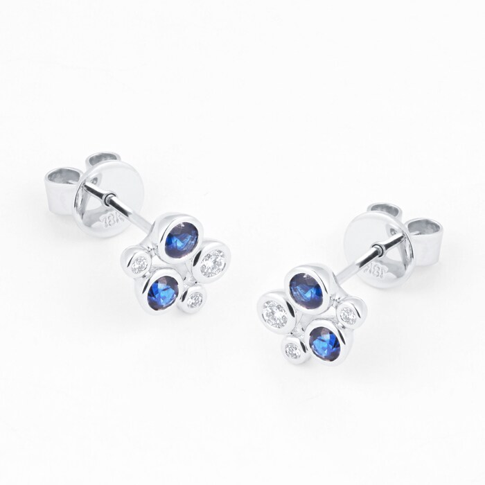 Mappin & Webb Gossamer 18ct White Gold Sapphire & Diamond Cluster Stud Earrings