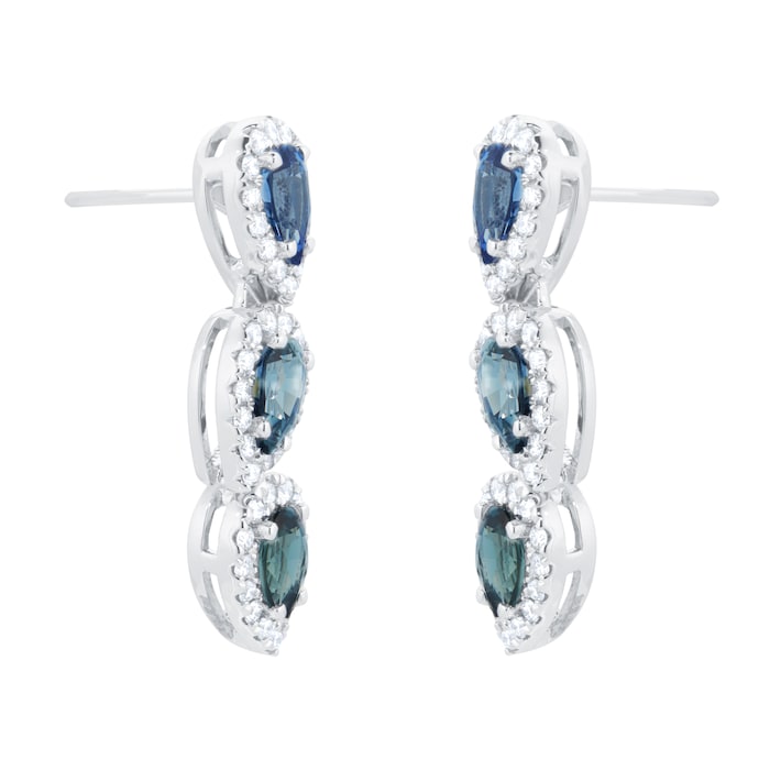 Mappin & Webb 18ct White Gold Mixed Pear Cut Sapphire Earrings