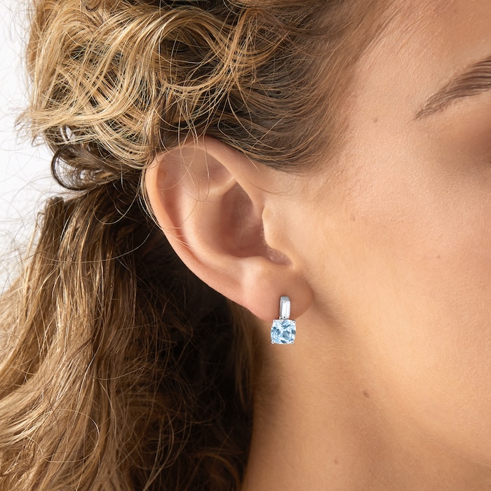 Mappin & Webb Renee 18ct White Gold Aquamarine & Diamond Earrings