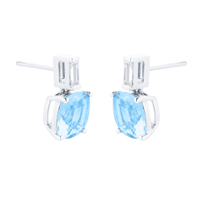 Mappin & Webb Renee 18ct White Gold Aquamarine & Diamond Earrings