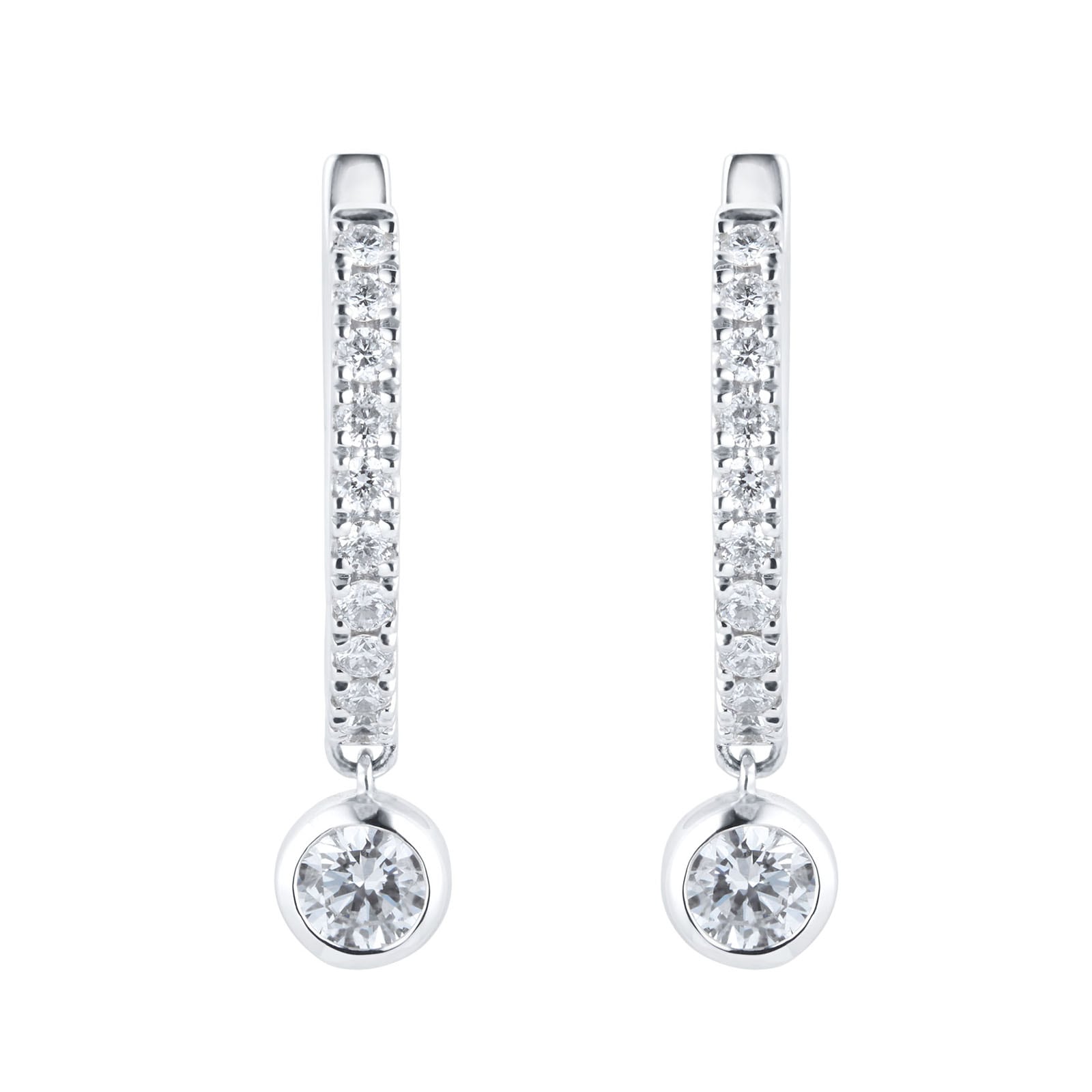 Gossamer 18ct White Gold 0.65cttw Diamond Drop Hoop Earrings