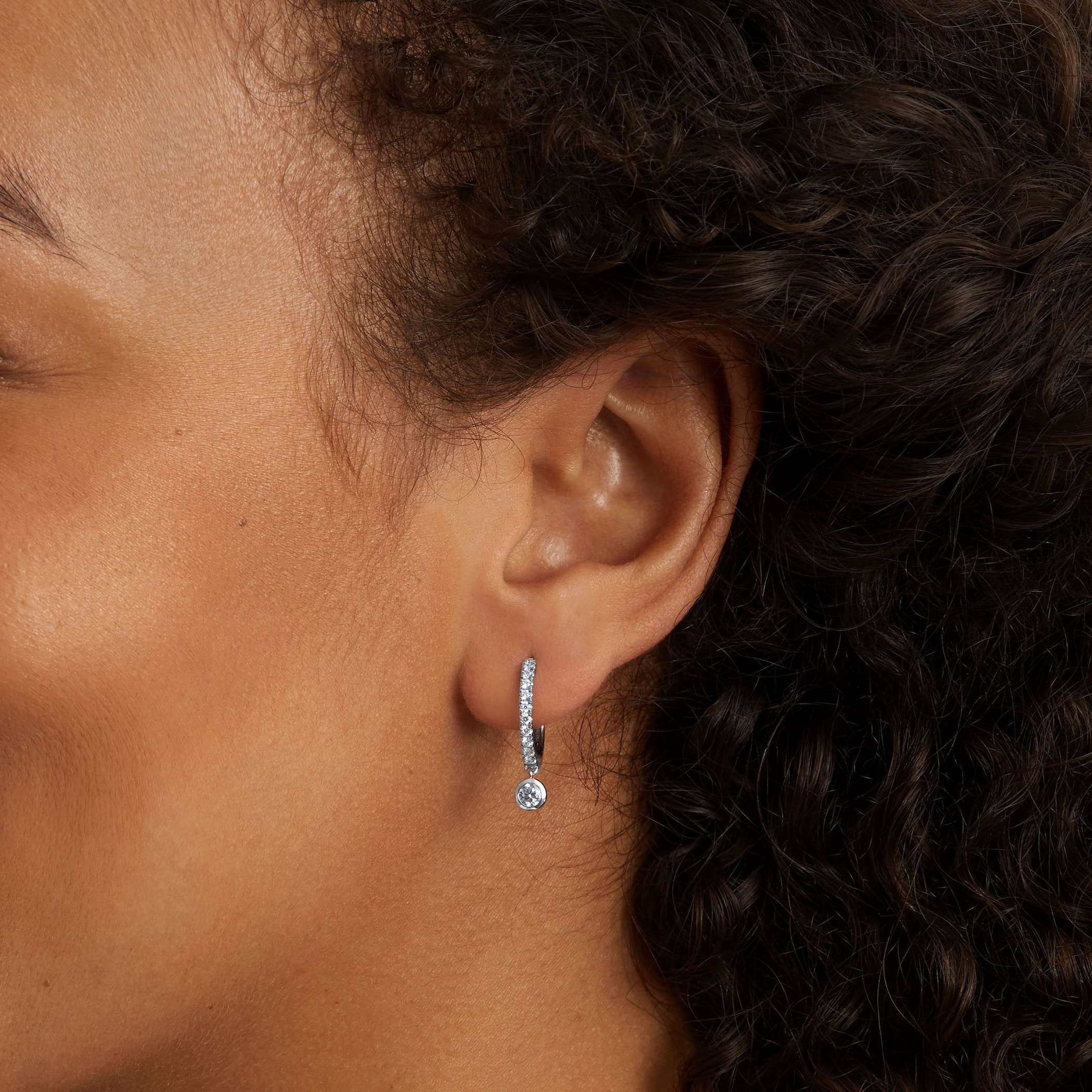 Mappin & Webb Gossamer 18ct White Gold 0.65cttw Diamond Drop Hoop Earrings Mappin & Webb Gossamer 18ct White Gold 0.65cttw Diamond Drop Hoop Earrings