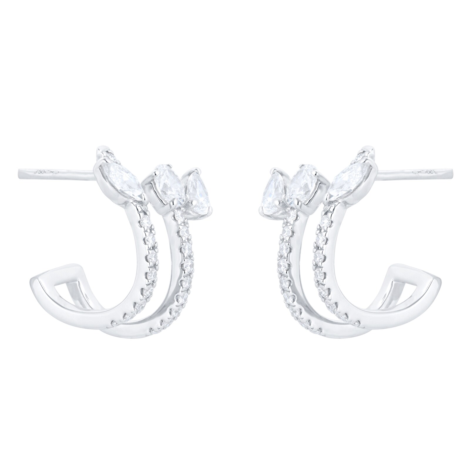 Mappin & Webb Riveret 18ct White Gold 0.75cttw Diamond Double Stud Earrings